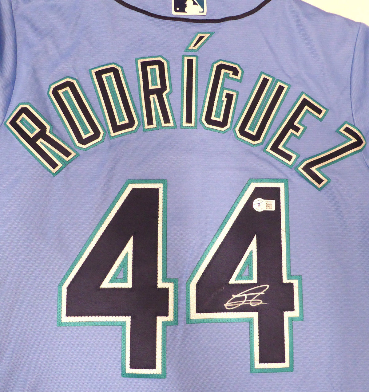 Seattle Mariners Julio Rodriguez Autographed Spring Training Blue Nike Jersey Size M Beckett Bas Qr #Wx99041