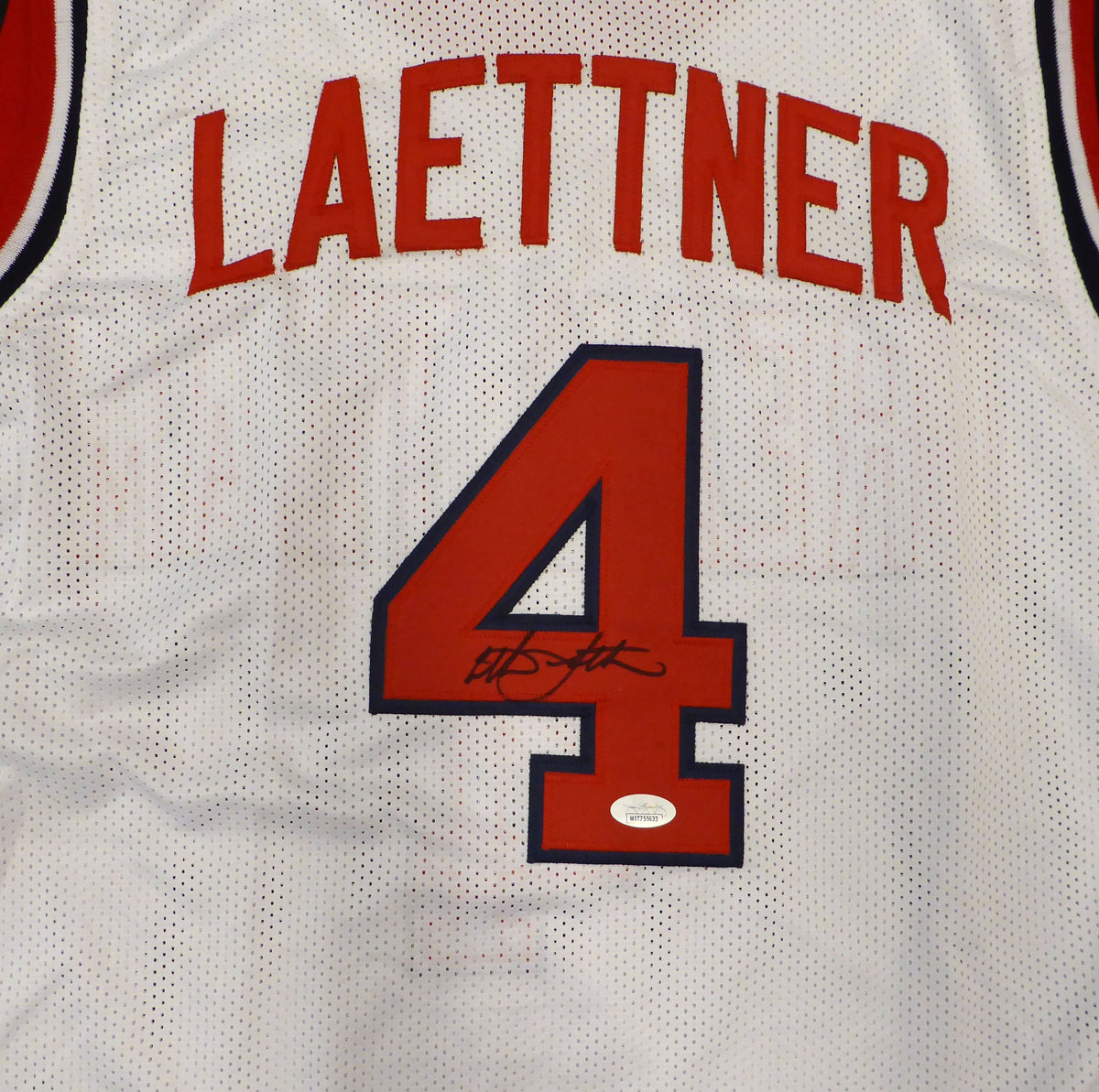 Team Usa Christian Laettner Autographed White Jersey Jsa #Wit755633