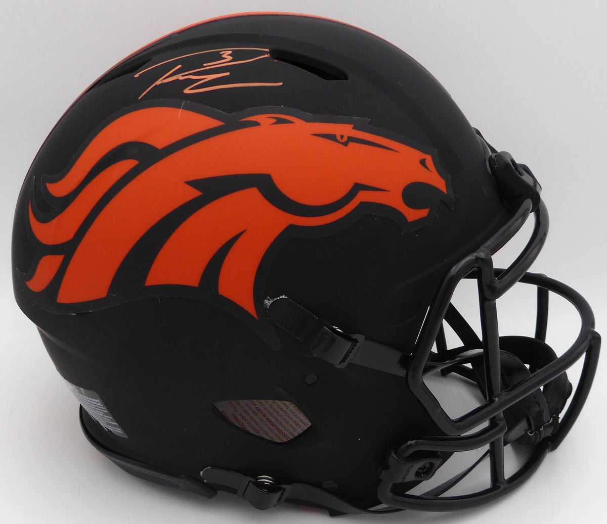 Russell Wilson Autographed Black Eclipse Full Size Authentic Helmet Denver Broncos Fanatics Holo #Dq16478330