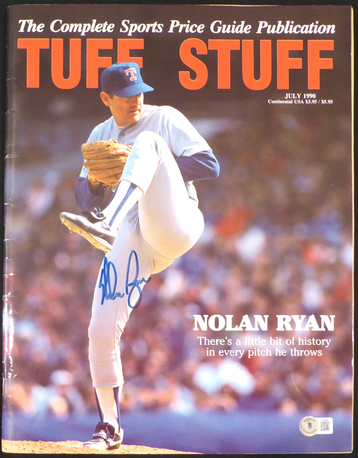 Nolan Ryan Autographed Tuff Stuff Magazine Texas Rangers Beckett Bas Qr #Bh26866