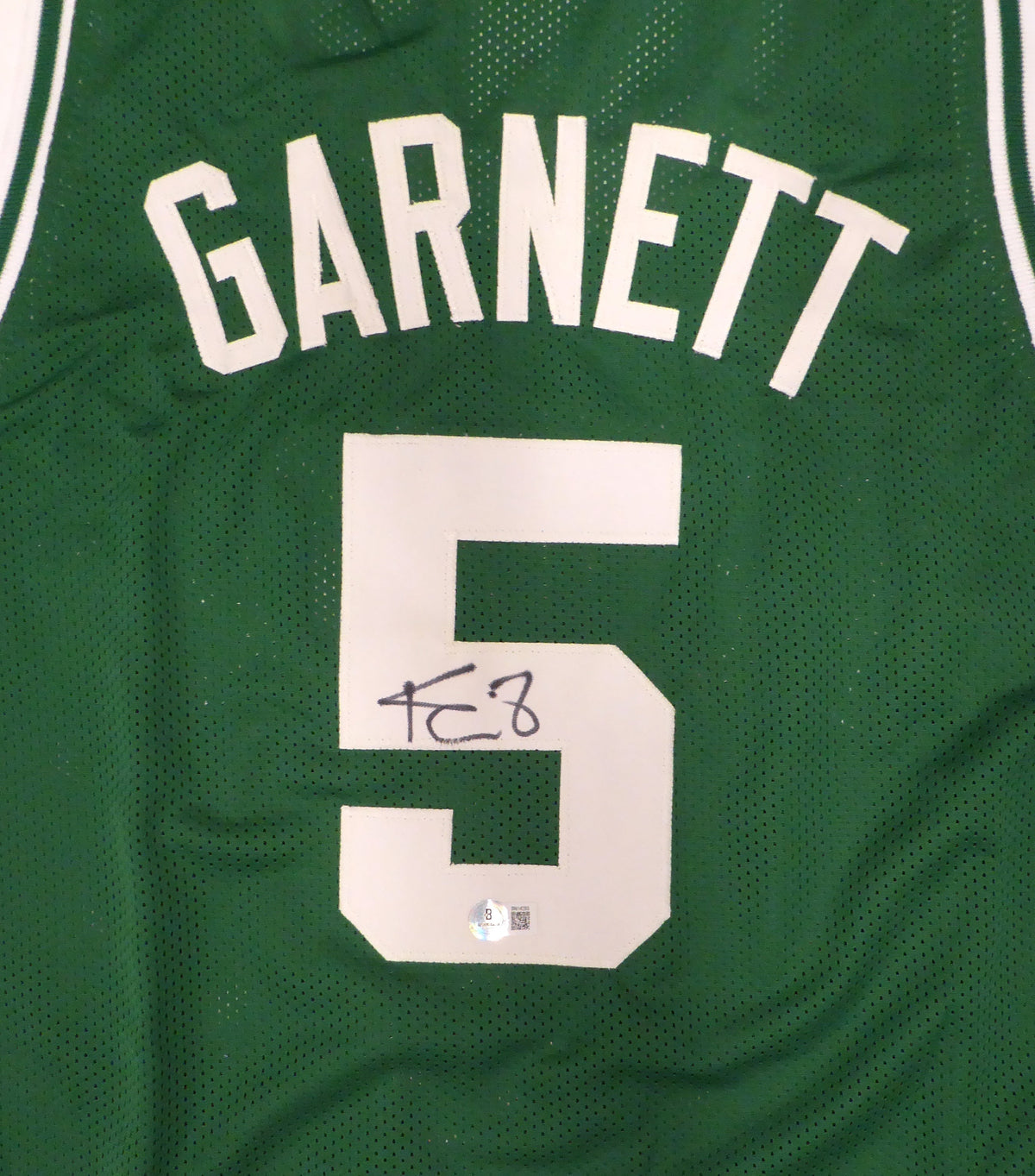 Boston Celtics Kevin Garnett Autographed Green Jersey Beckett Bas Qr #Bn14293