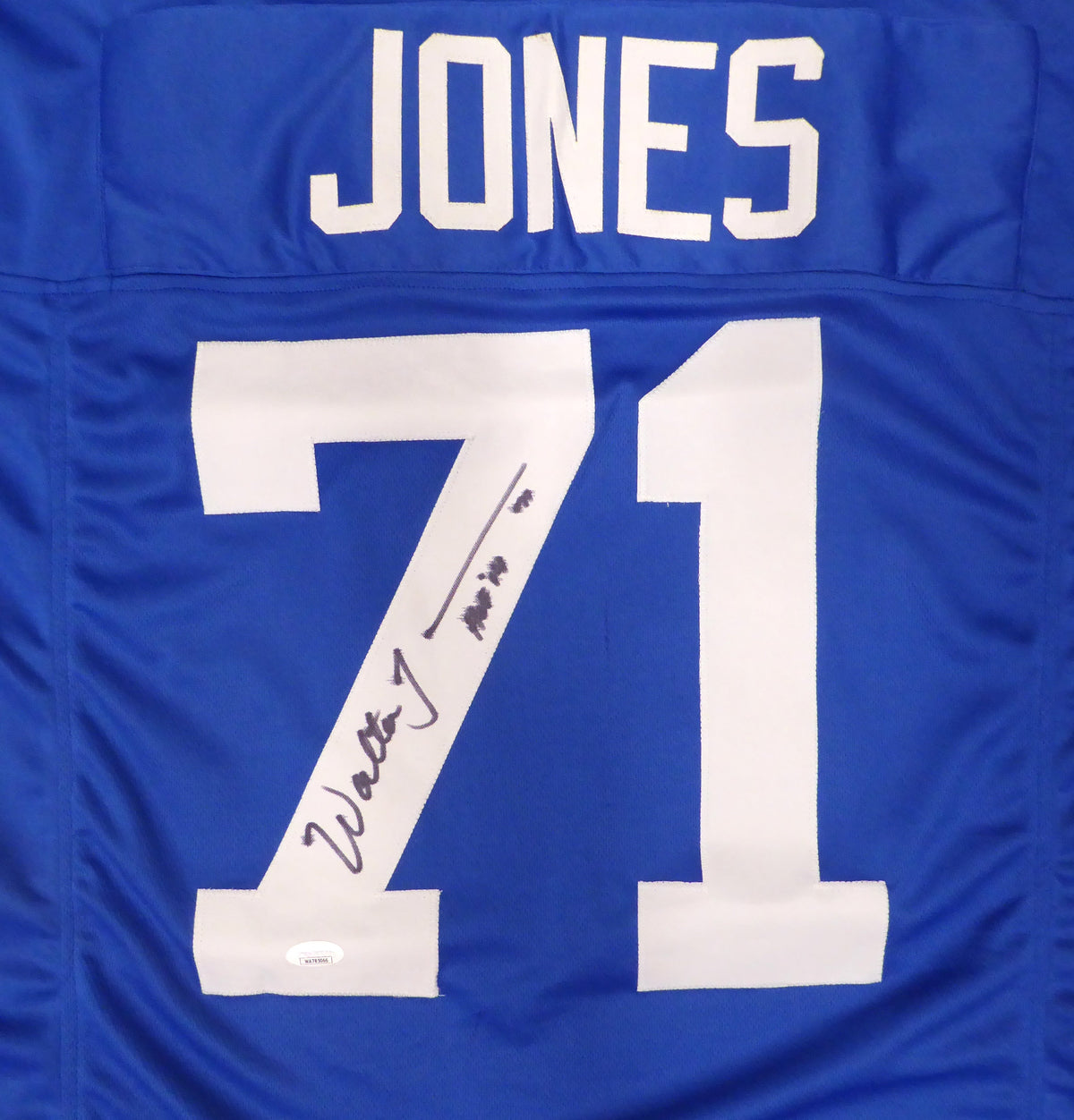 Seattle Seahawks Walter Jones Autographed Blue Jersey "Hof 14" Jsa #Wa785066