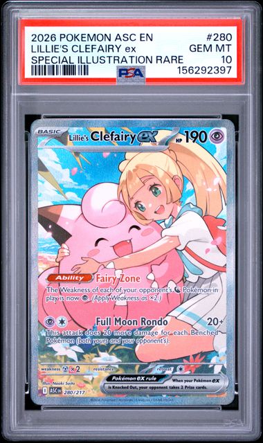 Pokémon Lillie'S Clefairy EX 2026 Pokemon Ascended Heroes Special Illustration Rare #280/217 PSA 10