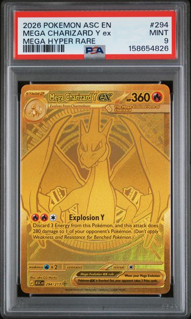 Pokémon Mega Charizard Y EX 2025 Pokemon Ascended Heroes Mega Hyper Rare #294/217 PSA 9