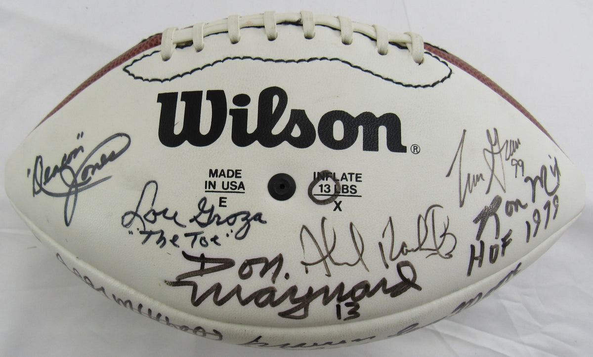 Multi Signed Wilson Football W/13 Signatures - Joe Theismtann, Ronnie Lott, Bill Willis