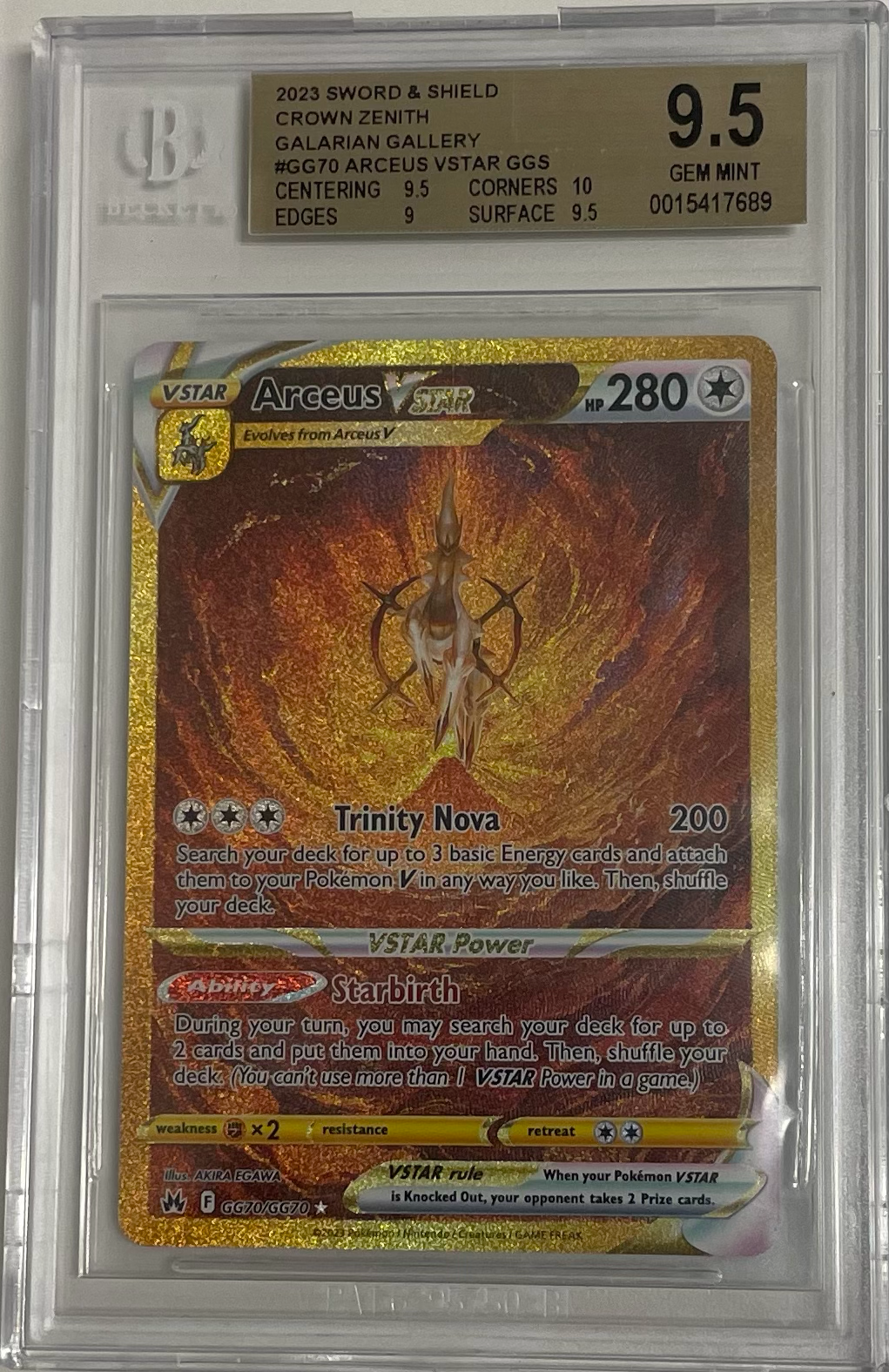 Pokémon Arceus VSTAR Gg70/Gg70 - Sword & Shield: Crown Zenith - 2023 Pokemon - BGS 9.5