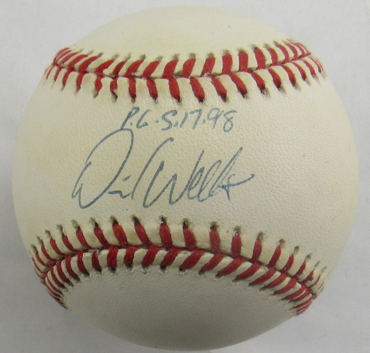 David Wells Signed Auto Rawlings Baseball Jsa Cn60092 - Pg Game Inscription