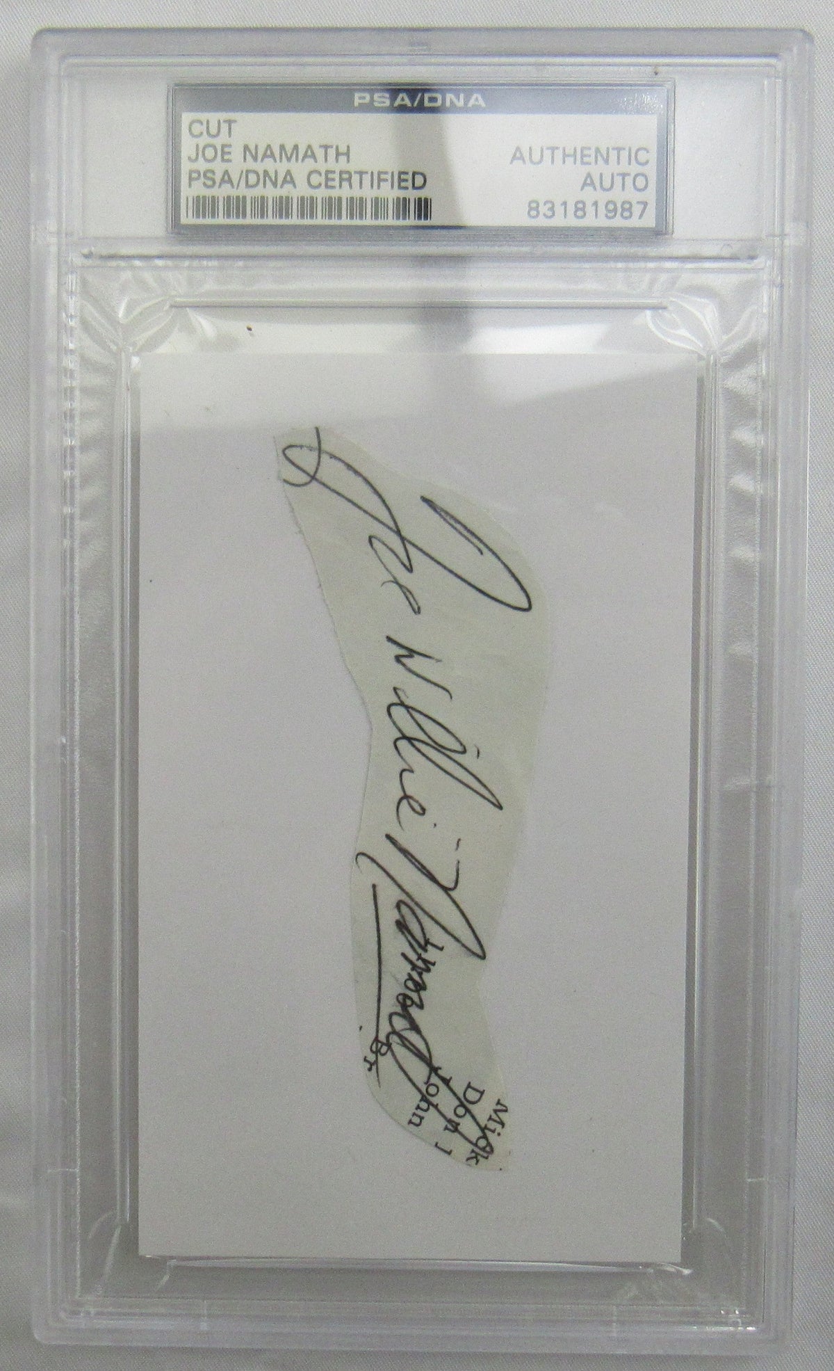 Joe Namath Cut Signed Auto PSA/Dna Encapsulated I