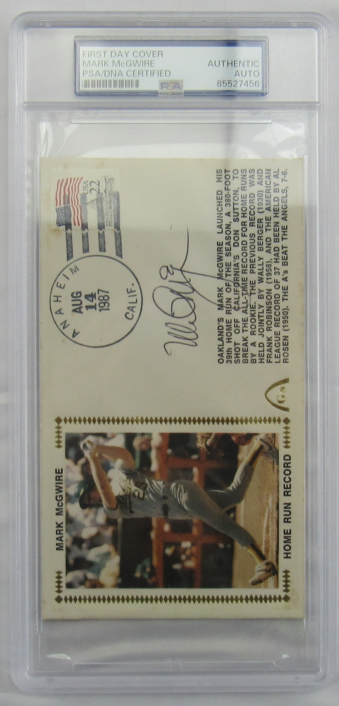 Mark Mcgwire Signed Encapsulated Envelope PSA/Dna