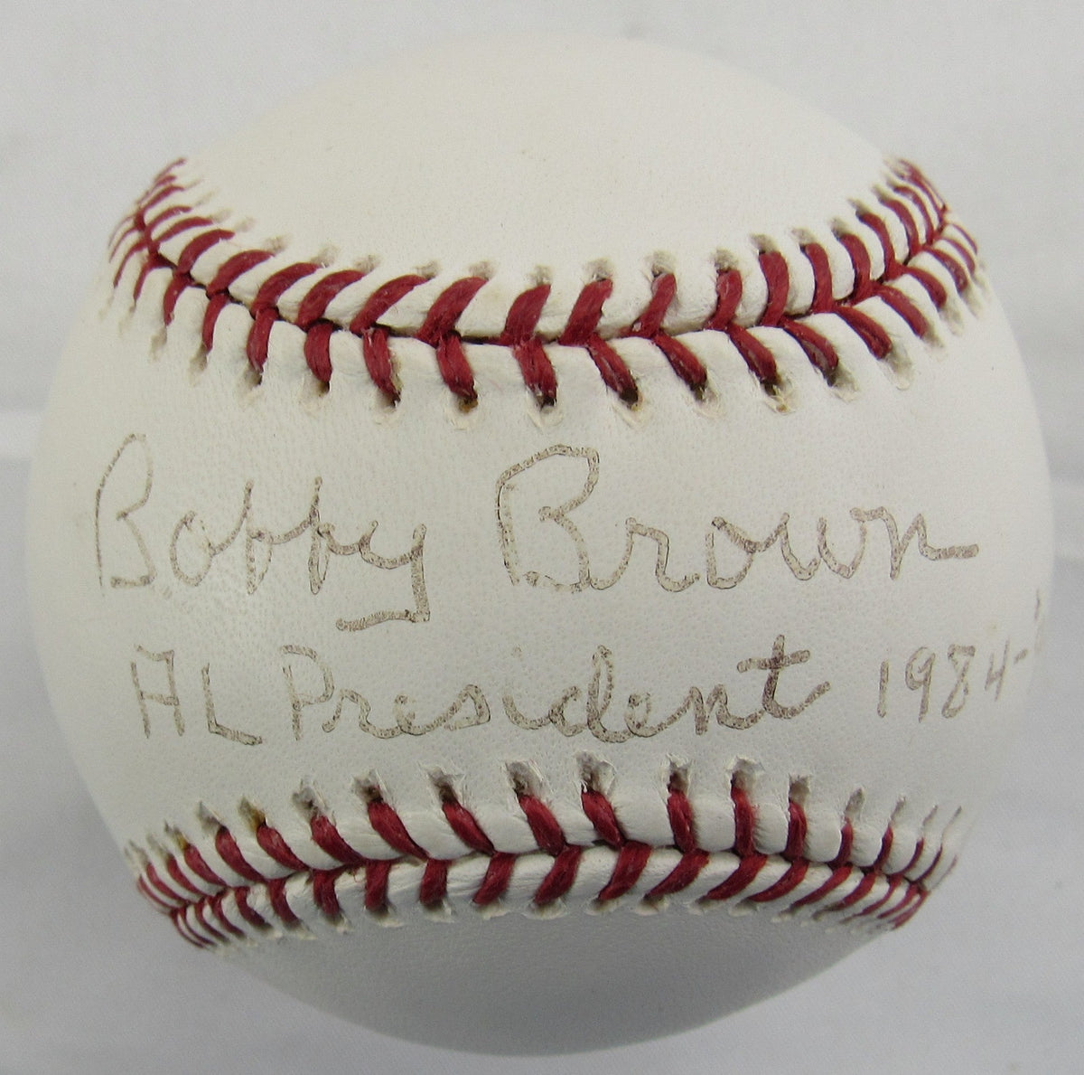 Bobby Brown - Al President Signed Auto Rawlings Baseball W/ Insc