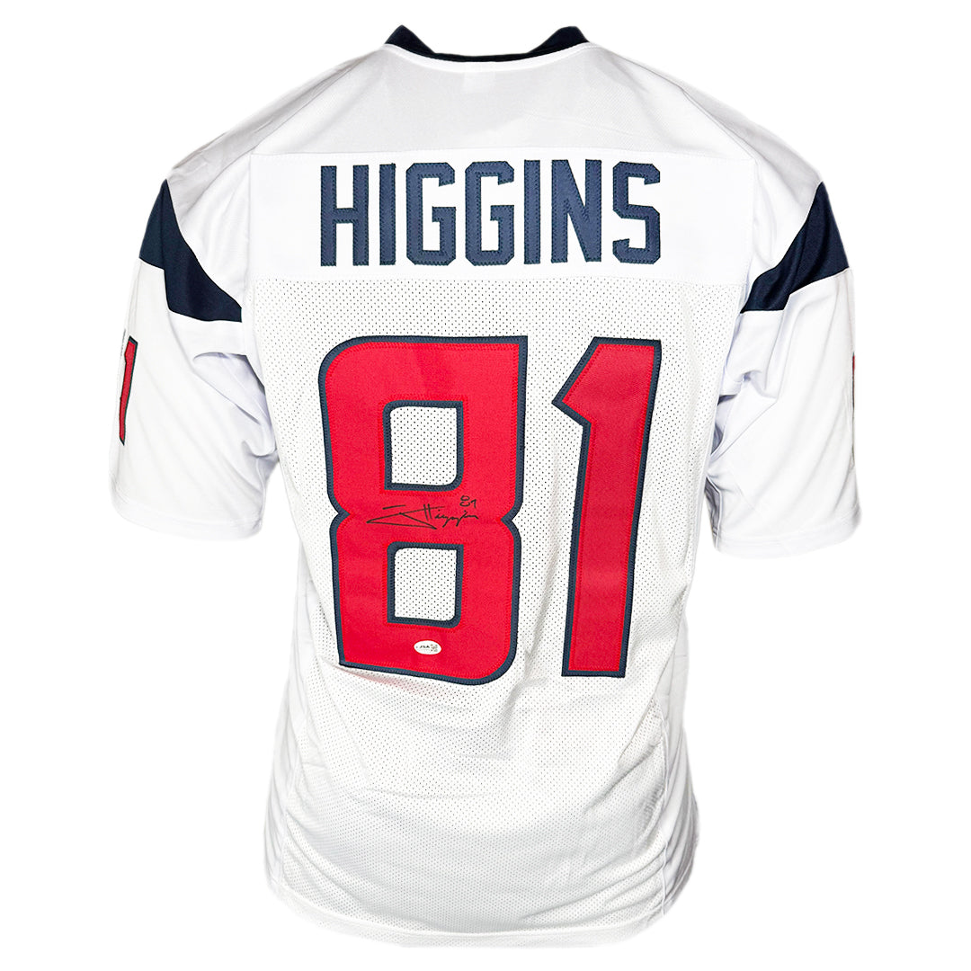 Jayden Higgins Signed Houston White Football Jersey (Jsa)