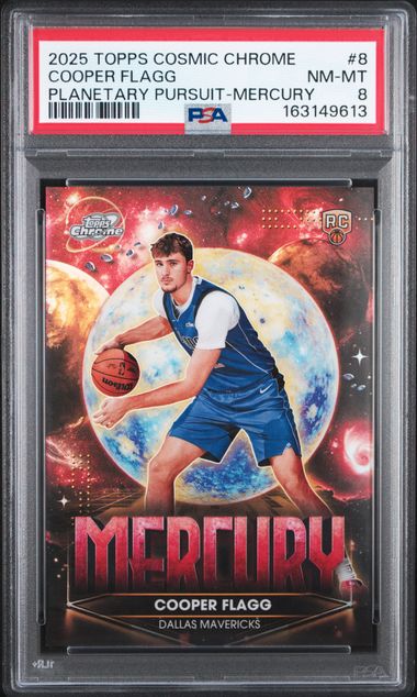Basketball Topps Cooper Flagg 2025 Topps Cosmic Chrome Planetary Pursuit Mercury SSP PSA 8