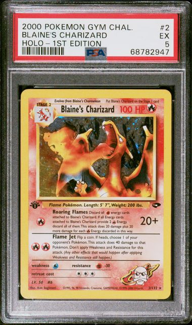 Pokémon PSA 5 Blaine'S Charizard Holo-1st Edition - Gym Challenge