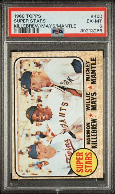 Baseball Topps Super Stars Harmon Killebrew Willie Mays Mickey Mantle 1968 Topps #490 PSA 6