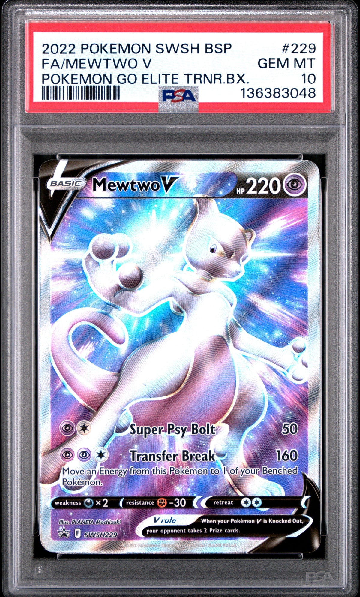 [PSA 10 - Gem Mt] Fa/Mewtwo V #229 - Pokemon Go Elite Trnr.Bx. - Pokemon Swsh Black Star Promo (2022)