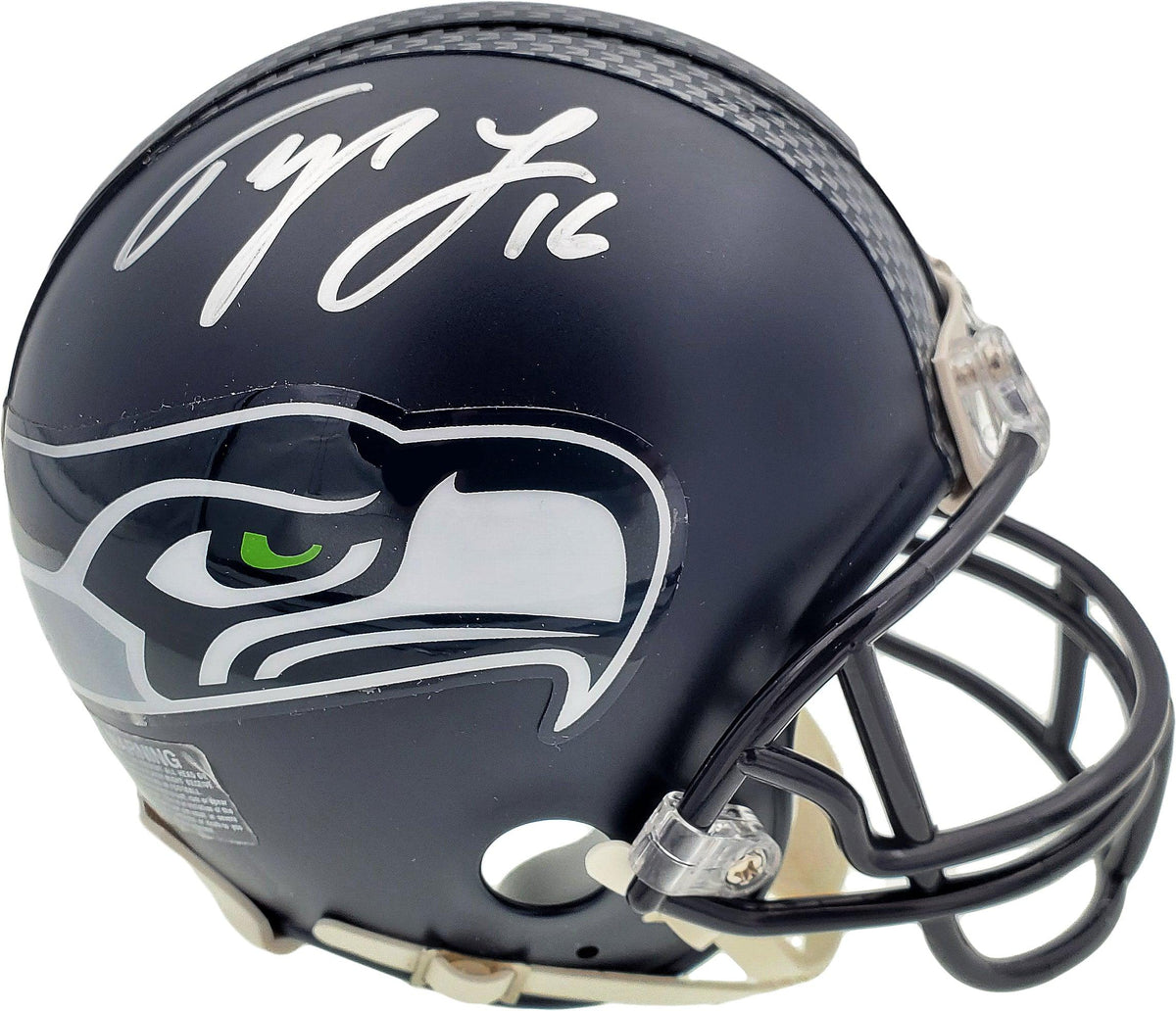 Tyler Lockett Autographed Seattle Seahawks Mini Helmet In Silver Mcs Holo Stock #182258