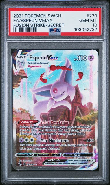 Pokémon Espeon VMAX 2021 Pokemon Fusion Strike Secret Rare #270/264 PSA 10