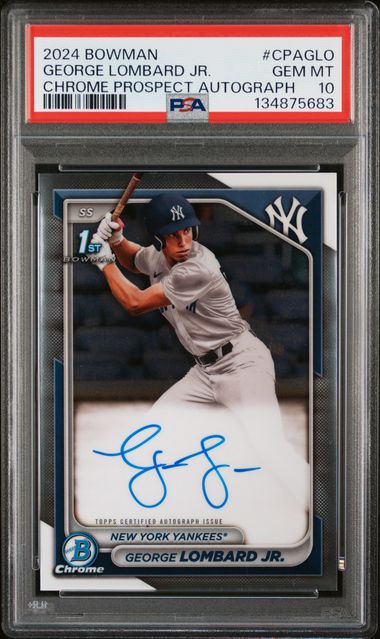 Baseball Bowman George Lombard Jr. 2024 Bowman 1st Chrome Prospect Auto PSA 10