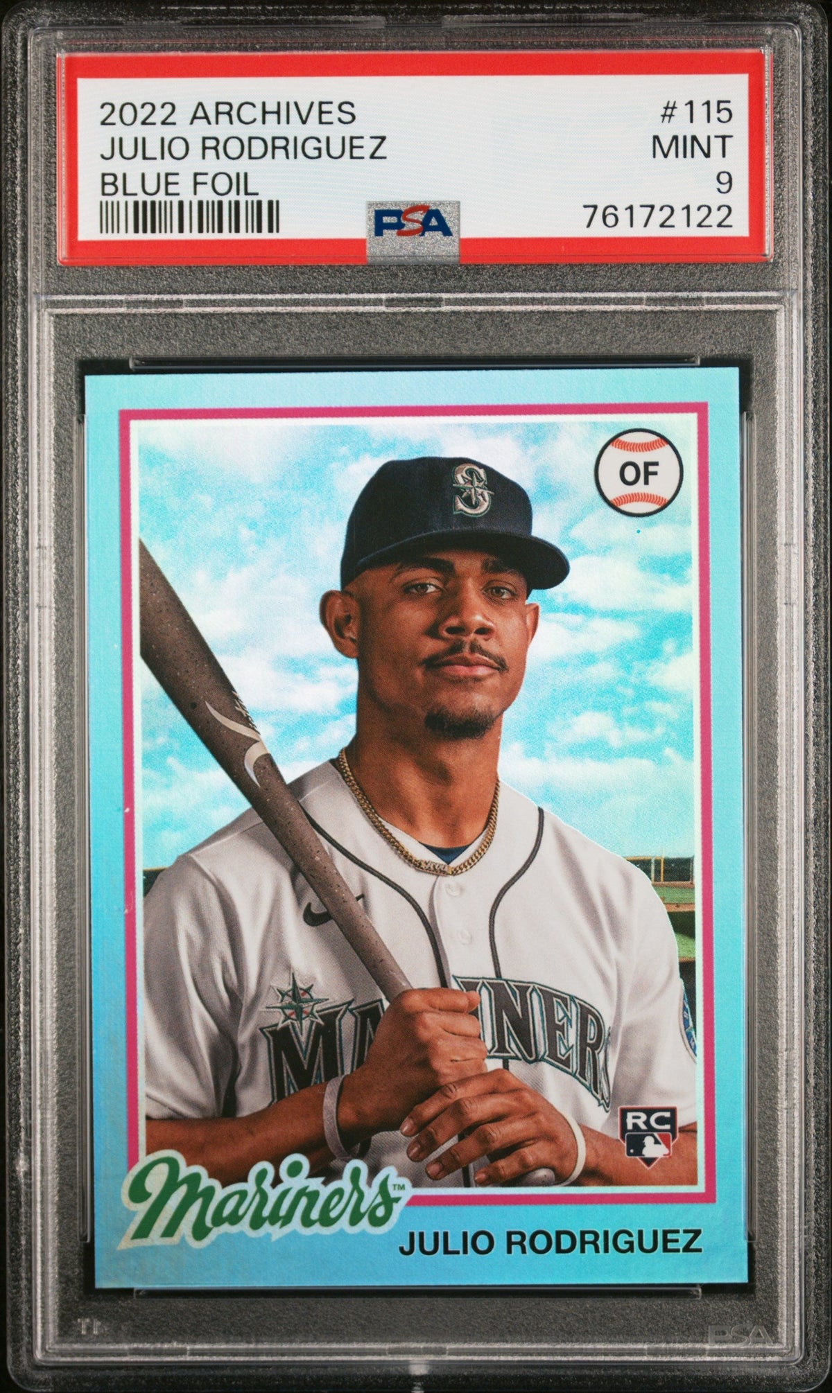 Baseball Topps 2022 Topps Archives Julio Rodriguez Rc Blue Foil 19/25 PSA 9