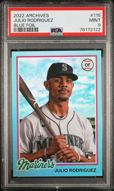 Baseball Topps 2022 Topps Archives Julio Rodriguez Rc Blue Foil 19/25 PSA 9
