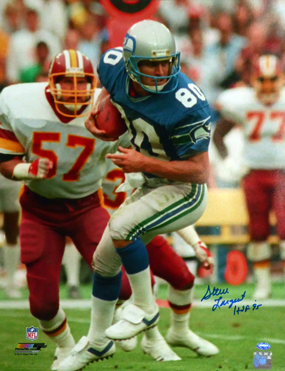 Steve Largent Autographed 16X20 Photo Seattle Seahawks "Hof 95" Mcs Holo Stock #112513