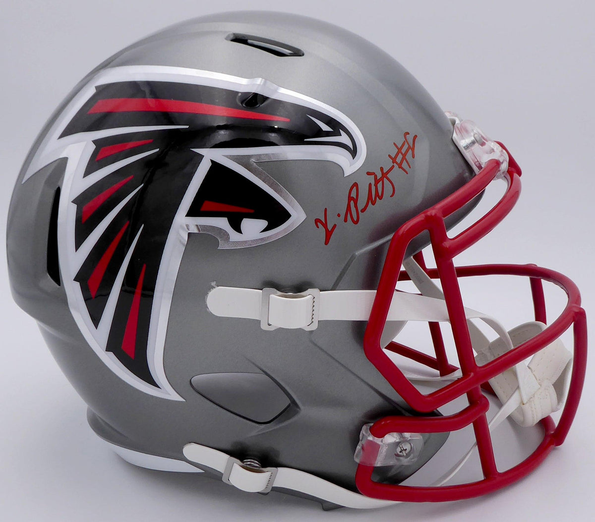 Kyle Pitts Autographed Atlanta Falcons Flash Silver Full Size Replica Speed Helmet (Decal Bubble) Beckett Bas Qr #Wl43913