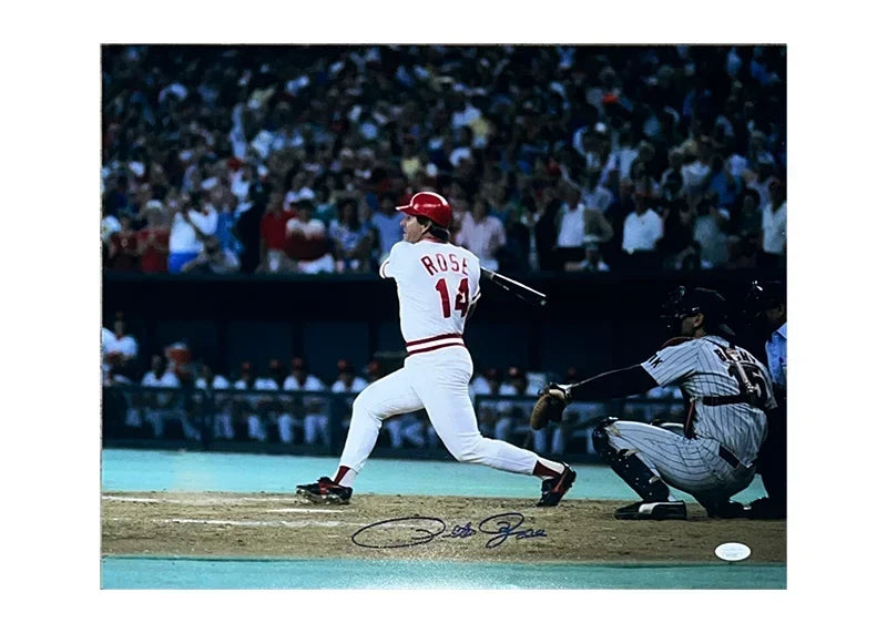 Pete Rose Signed 4192 Hit King 9/11/85 Inscription 16X20 Baseball Photo (Jsa)