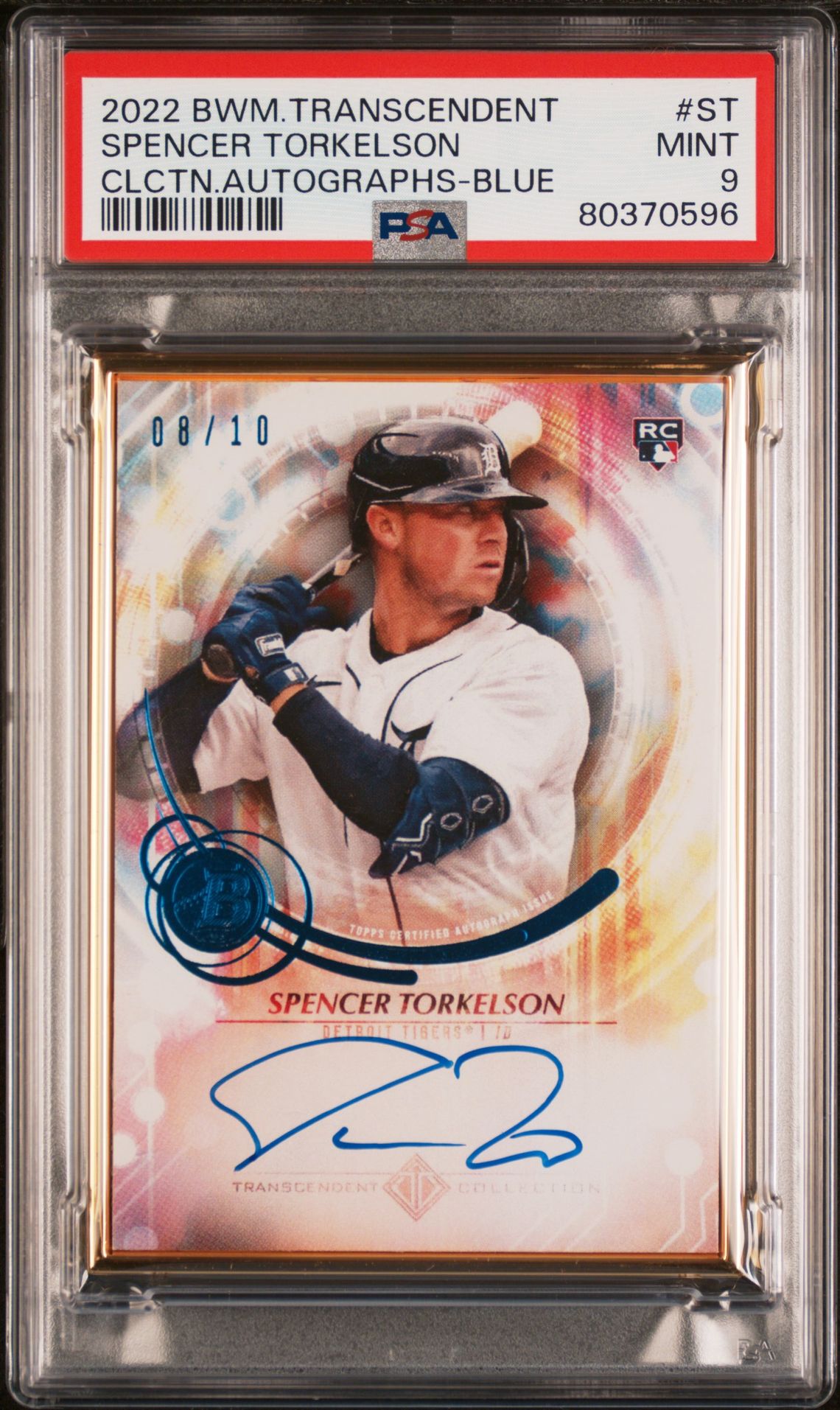 Baseball Bowman Spencer Torkelson 2022 Bowman Transcendent Autograph Rookie Card Blue #'D 08/10 PSA 9