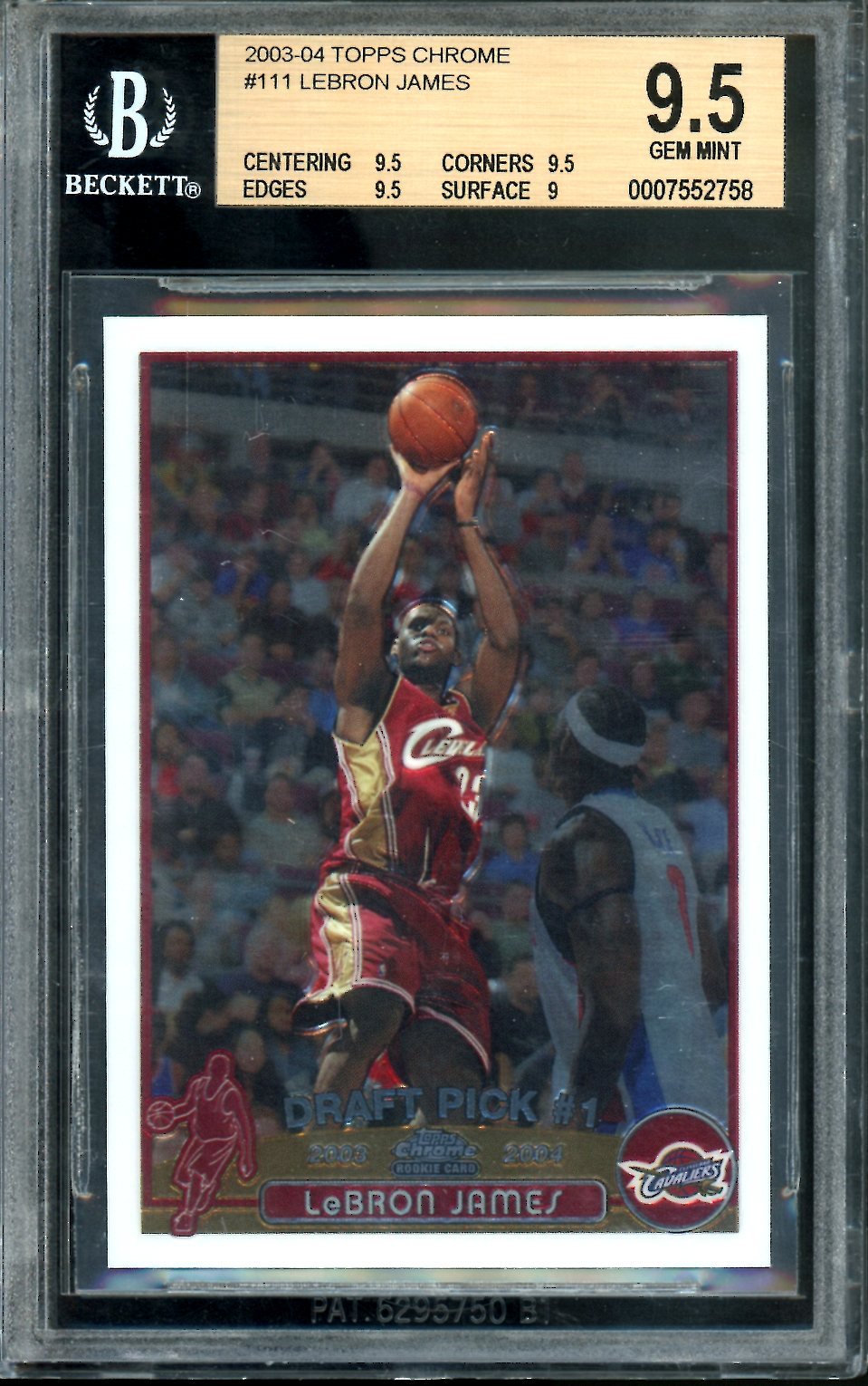 2003/04 Topps Chrome Lebron James Rookie BGS 9.5 Cavaliers