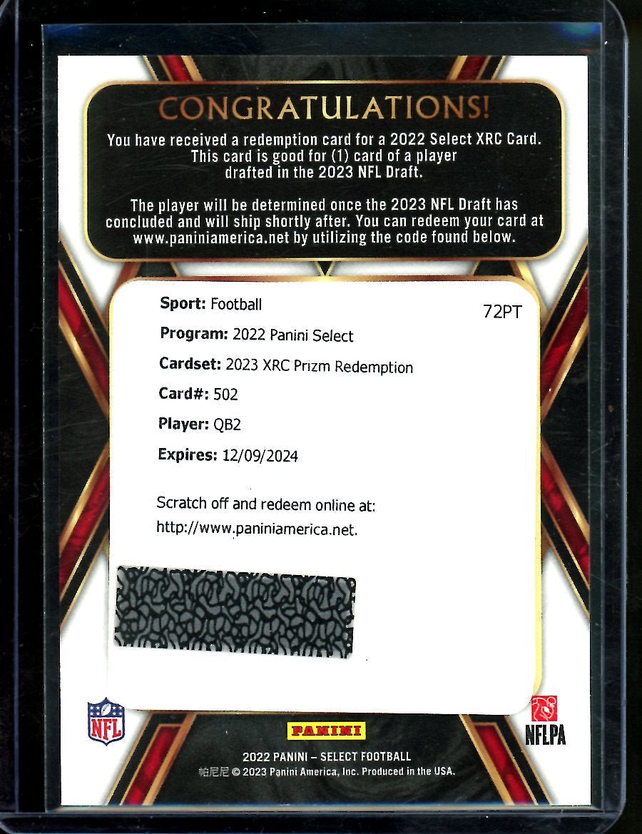 2022 Panini Select C.J. Stroud Rookie Xrc Prizm Redemption Texans