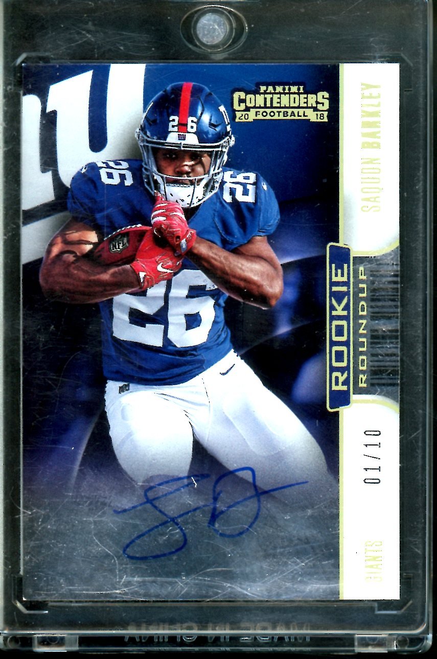 2020 Panini Contenders Saquon Barkley Rookie Roundup Auto Gold /10 Giants