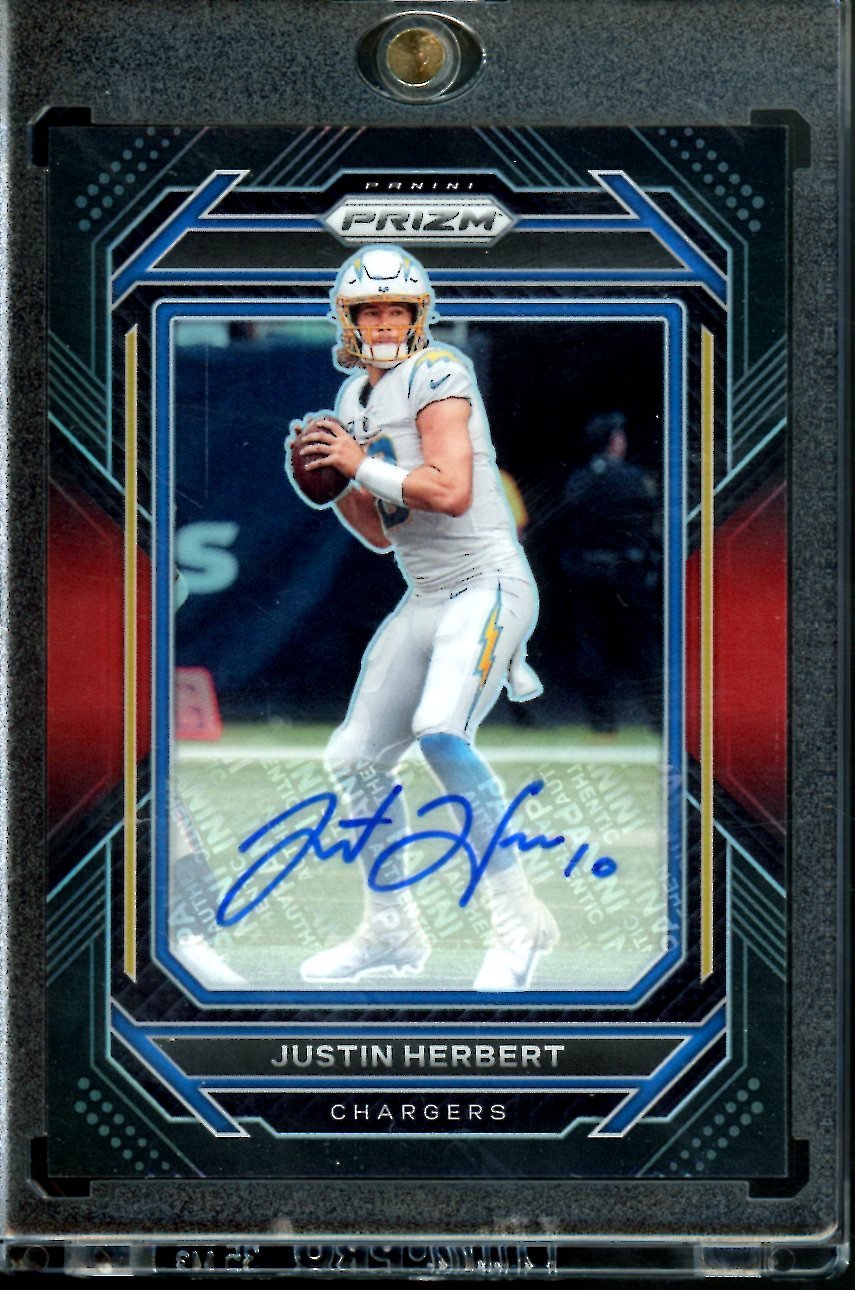 2022 Panini Chronicles Prizm Black Justin Herbert Auto Red /99 Chargers