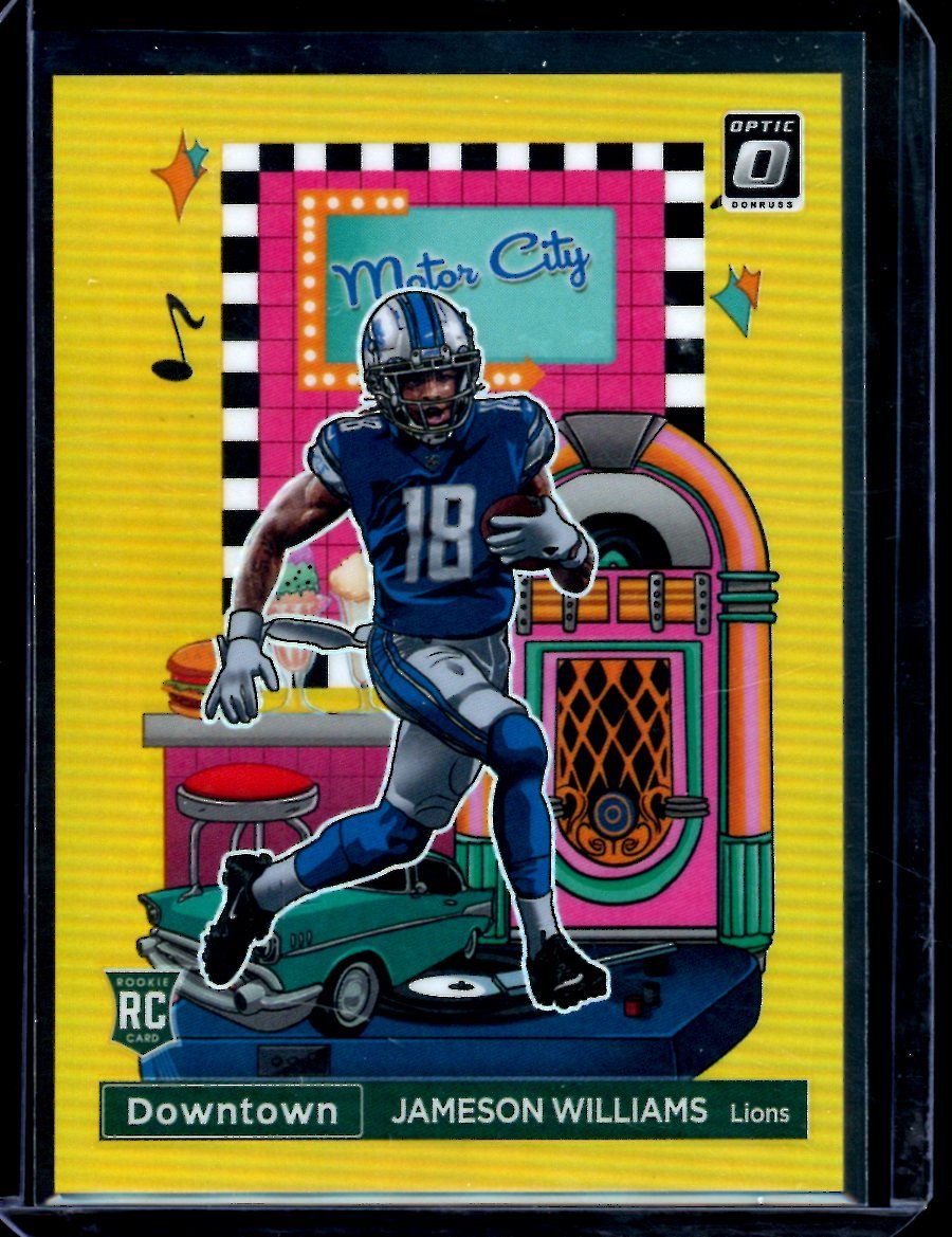 2022 Panini Optic Jameson Williams Rookie Downtown Gold /10 Ssp Lions