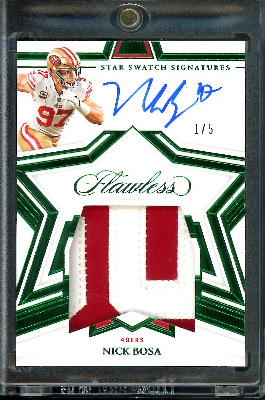2022 Panini Flawless Nick Bosa Star Swatch Signatures Patch Auto Green /5 49Ers