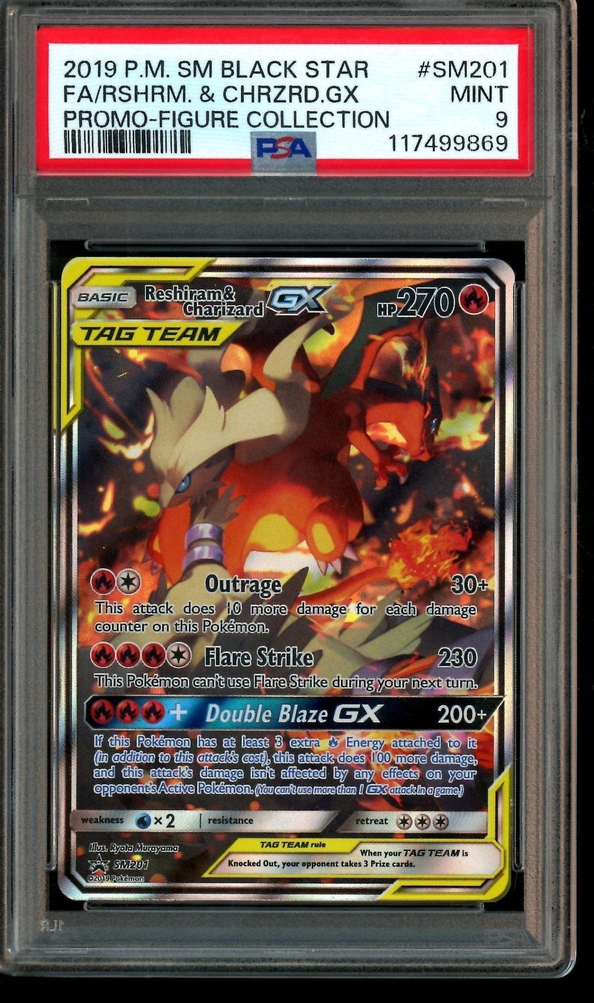 2019 Pokemon Black Star Promos Reshiram & Charizard Sm201 Promo Figure Collection PSA 9