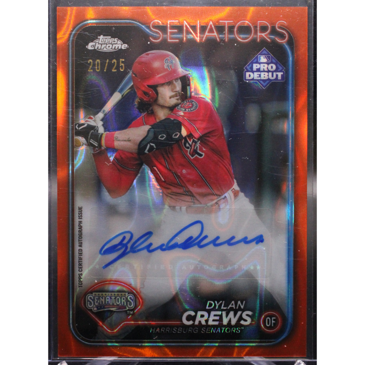 Baseball 2024 Pro Debut Chrome - Dylan Crews Pdc-128 - Orange Wave Auto /25