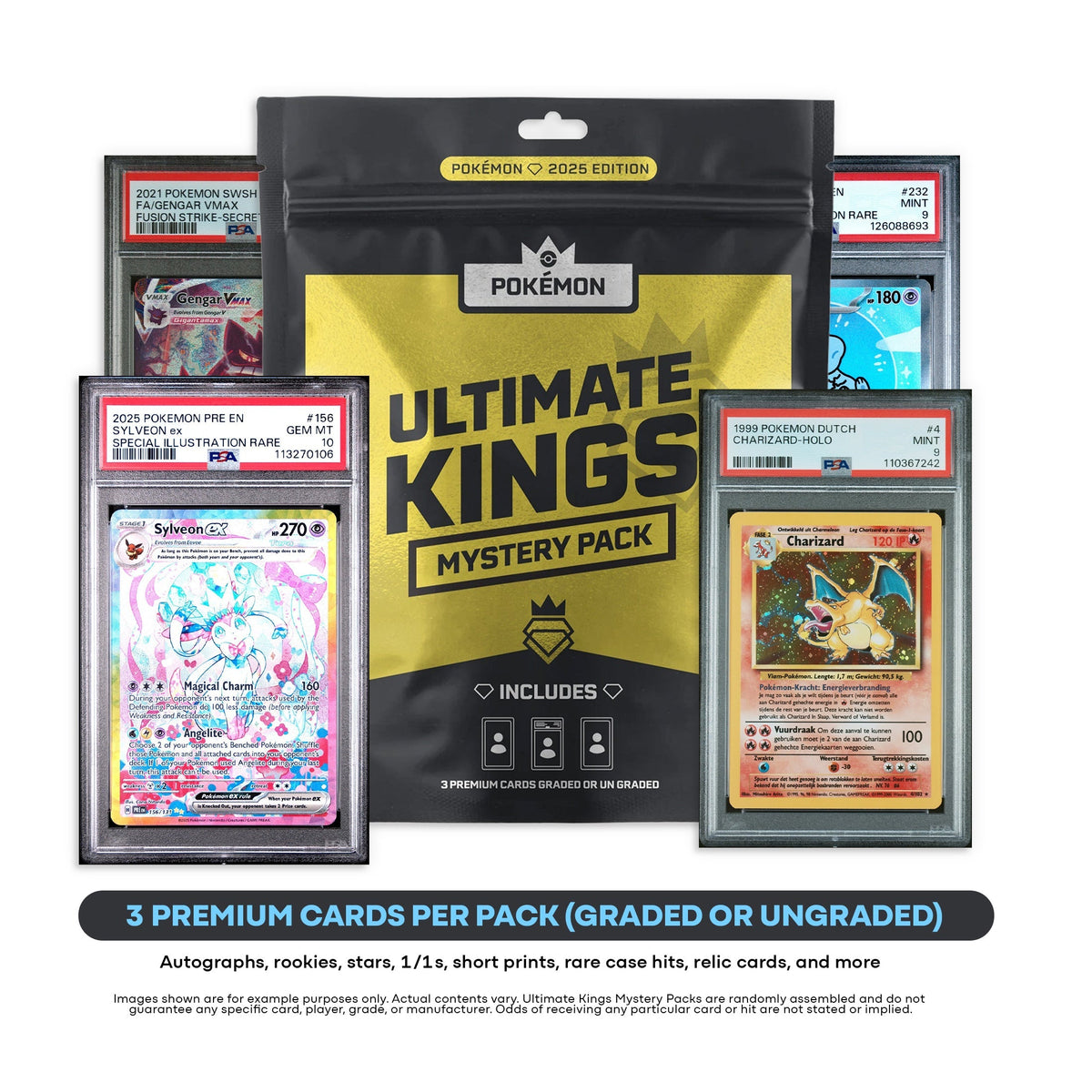 Pokémon Panini Ultimate Kings - Pokemon Mystery Pack (3) Premium Cards Value $250-$2500+