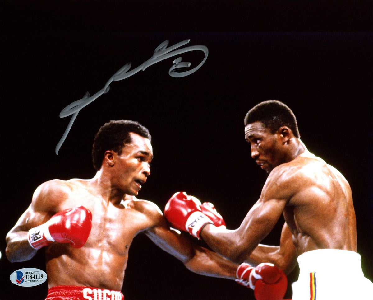 Sugar Ray Leonard Autographed 8X10 Photo Vs. Thomas "Hitman" Hearns Beckett Bas Stock #178106