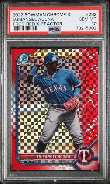 Baseball Bowman Luisangel Acuna 2022 Bowman Chrome X Red X-Fractor #'D 1/3 PSA 10