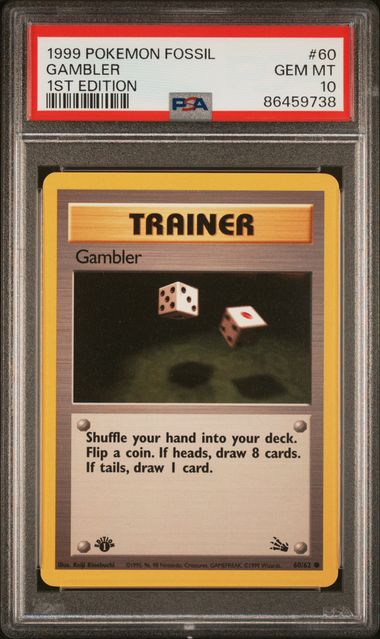 Pokémon Gambler Pokemon Fossil 1st Edition PSA 10