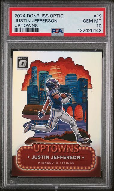 Sports Panini Justin Jefferson 2024 Panini Donruss Optic Uptowns PSA 10