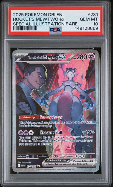 Pokémon Team Rocket'S Mewtwo EX PokéMon Destined Rivals Special Illustration Rare #231/182 PSA 10