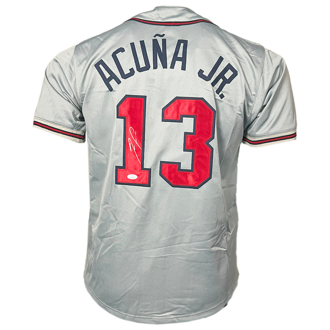 Ronald Acuna Jr Signed Atlanta Grey Baseball Jersey (Jsa)