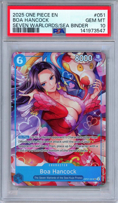 One Piece TCG PSA 10 Boa Hancock Seven Warlords Of The Sea #051