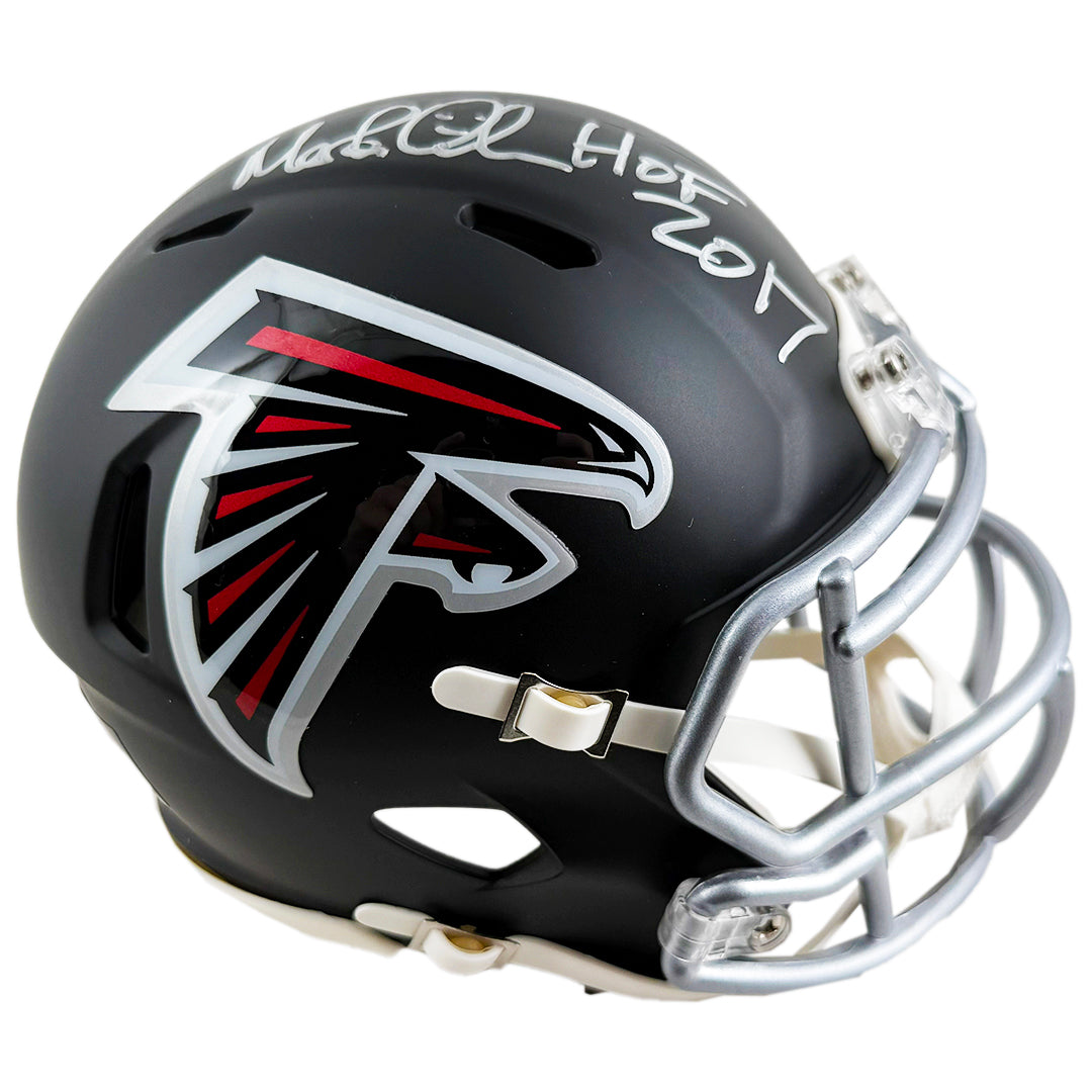 Morten Andersen Signed Hof 2017 Inscription Atlanta Falcons Speed Mini Football Helmet (Jsa)