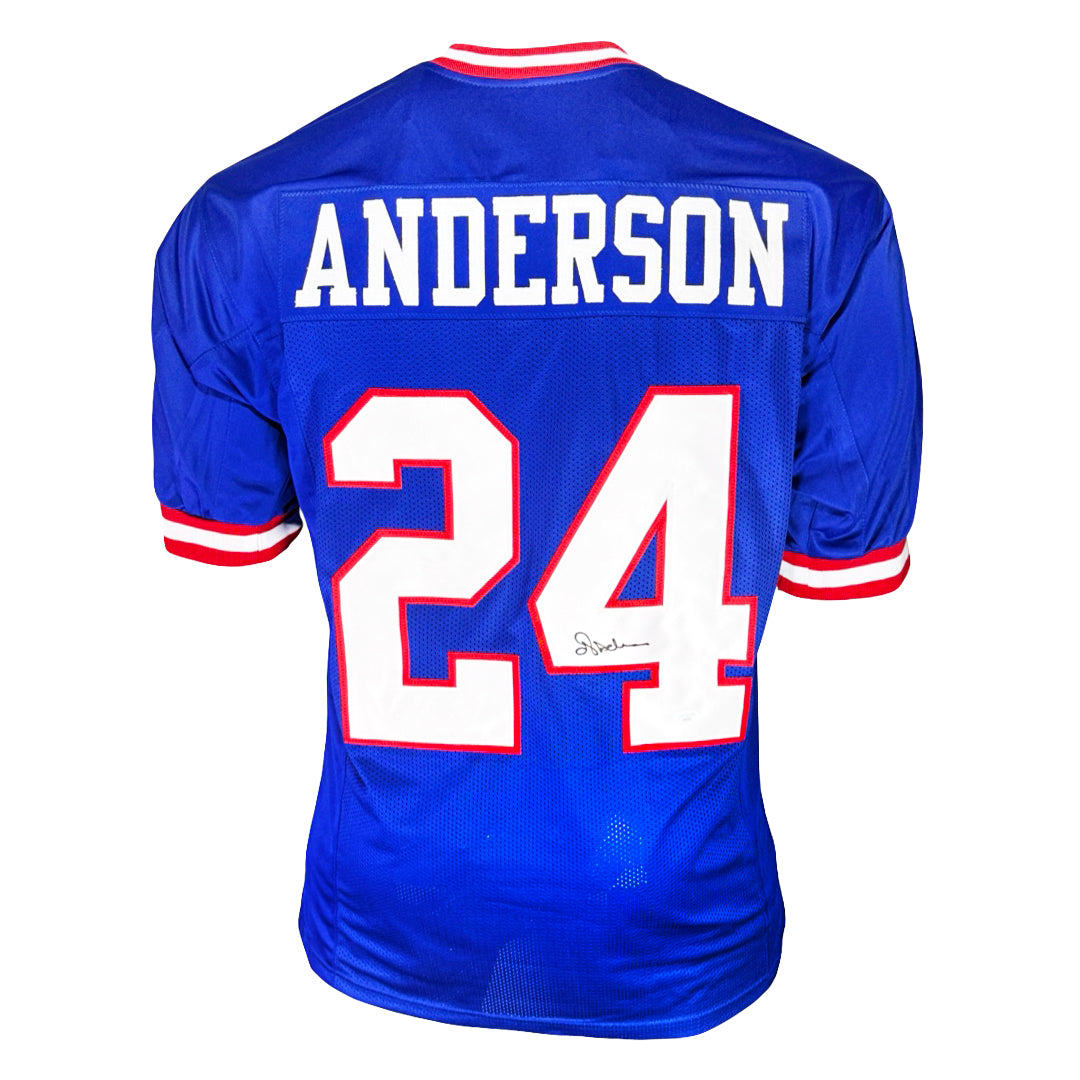 Ottis Anderson Signed New York Blue Football Jersey (Jsa)