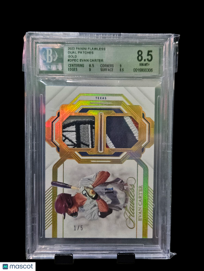 Sports Panini 2023 Panini Flawless Dual Patches Gold Evan Carter #Dpec BGS 8.5 1/5