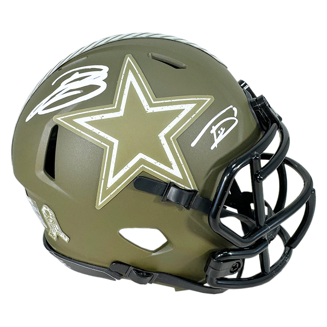 Daron Bland And Trevon Diggs Dual Signed Dallas Cowboys Salute To Service Mini Football Helmet (Beckett)