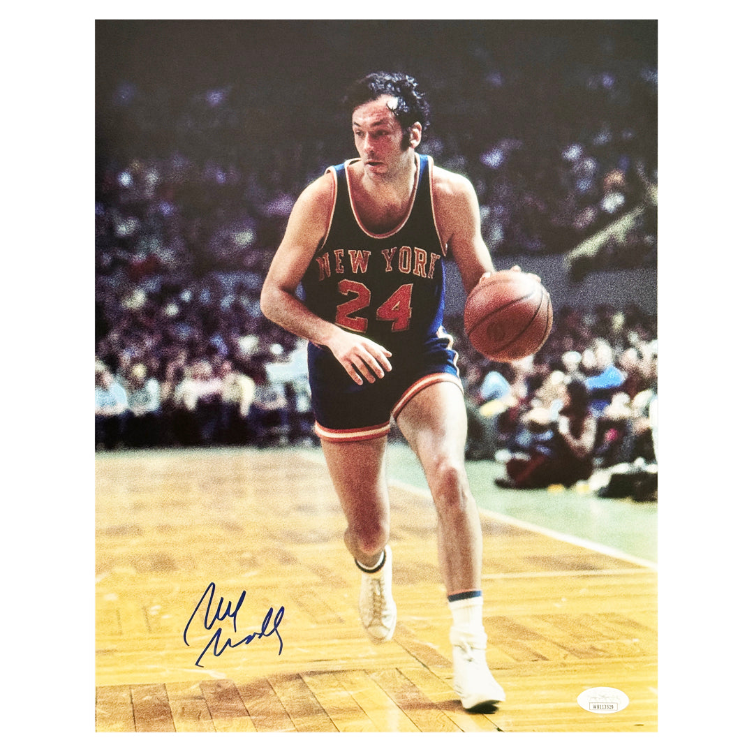 Bill Bradley Signed New York Pose 2 Basketball 11X14 Photo (Jsa)