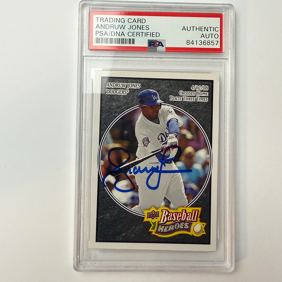 Andruw Jones Signed 2008 Ud Baseball Heroes #87 PSA Auto Authentic